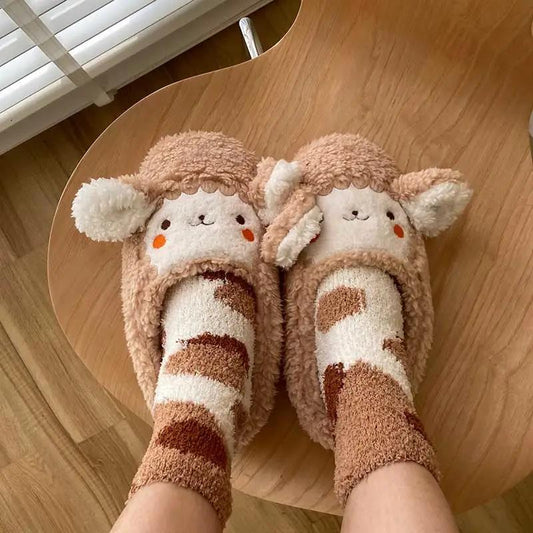 Four Pairs of Socks Female Winter Plus Velvet Thick Coral Fleece Socks Cute Home Floor Socks Sleeping Furry Socks