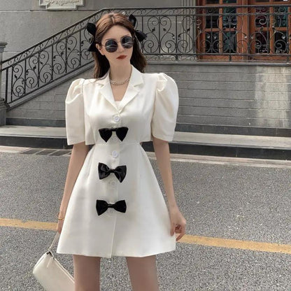 Bow Knot Waistless Suit Dress Women's New Temperament Fashion Waist-slung Royal Sister Style A-line Skirt Ladies Casual Suit Skirt