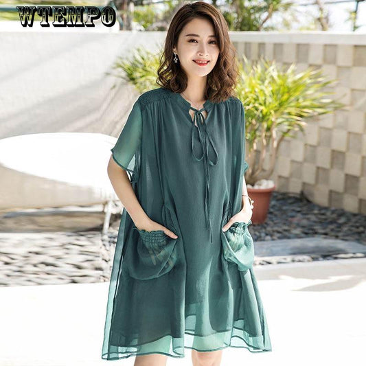 Dress Women's  Women's Women's Summer Loose Long Section of The Meat Cover