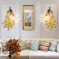 Retro peacock crystal LED wall lamp living room background bedroom bedside peacock phoenix wall lamp