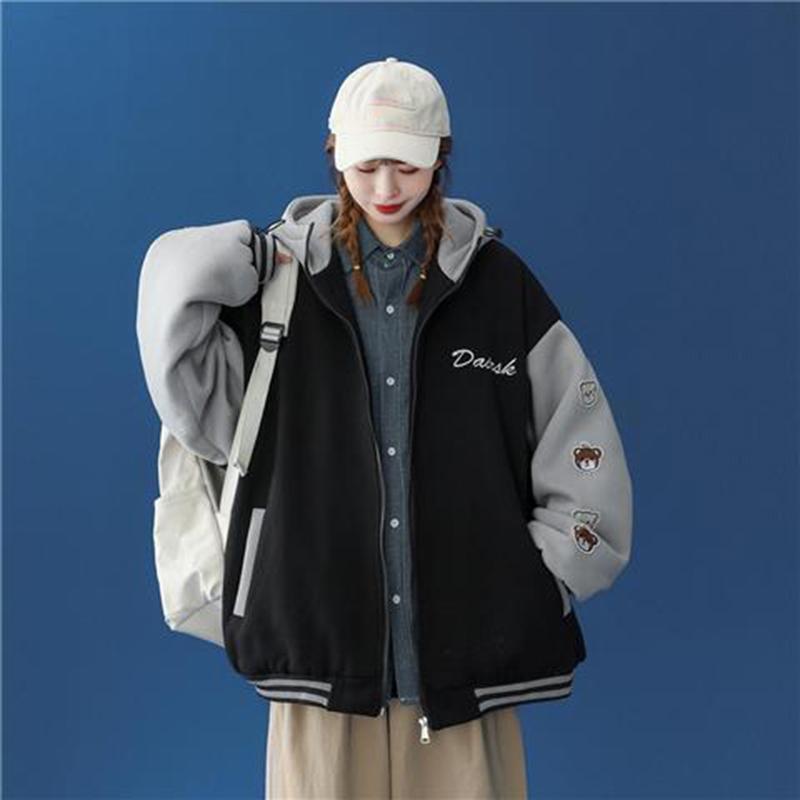 Hooded Jacket Women's Spring and Autumn Short Baseball Uniform Tide High Street Jacket Korean Version Loose Sweet Autumn Winter Spring Top