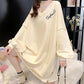 Mid-length Loose Plus Size Sweater Women Long-sleeved V-neck Ripped Tops Spring and Autumn Thin Bottoming Shirt