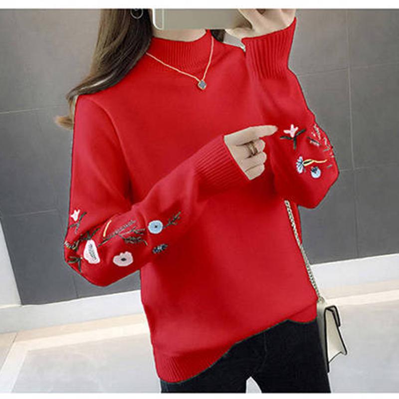 Pofulove Women's pullover knit Raglan long sleeved  Half turtleneck sweater coat  Loose Lady pullover Top Sweater Warm  winter