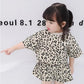 Girls' New Leopard Print Baby Summer Indoor Air-conditioning Suit Short-sleeved Shorts 2-piece Set