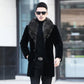 Mink Fur Coat Winter Men Mid-length Mink Fur Coat Men's Fox Fur Collar Jacket Cotton Coat