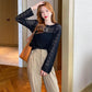 Hollow Knit Sweater Women's Thin Sweater Summer Dress Long Sleeve Loose Jacket Chic Short Top