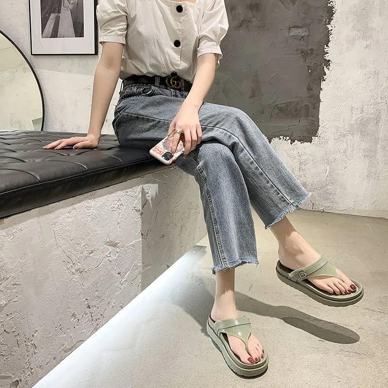 Women's Sandals Ladies Clip Toe Wedges Thong Shoes Fashion Embroidery Platform Buckle Casual Female Beach Shoes