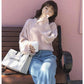 Pofulove Mohair Girly Ruffles Cuffs Turtleneck Warm Knitwear Skin-friendly Losse Pullover Sweater