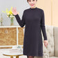 Autumn Winter Medium Long Plover Dress Pure Color Leisure Contracted Bottom Skirt Dress Middle-aged Female Sweater Dress