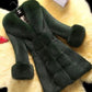 Waist Faux Fur Coat Women's Mid-length Faux Fox Fur Collar Small Rabbit Fur Slim-fit Mink Fur Coat Warm Parka Coat Winter Plush Cotton Jacket