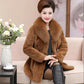 Temperament Faux Fur Mid-length Faux Rex Rabbit Fur Warmth and Slim Slim Fur Coat Imitation Fox Fur Collar Warm Cotton Coat