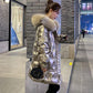 Bright Silver Down Jacket Winter Women's Long Hooded Coat Parka Thick Winter Jacket Women's Coat Oversize