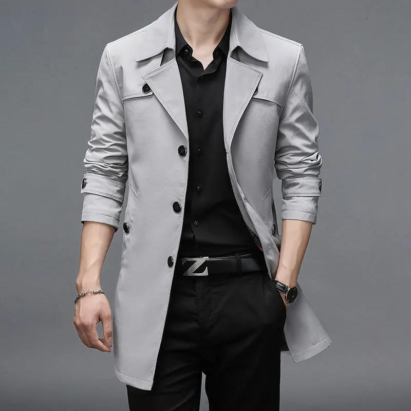 M-8XL Spring Thin Windbreaker High Quality V-neck Business Coat Casual Slim Gentleman Top