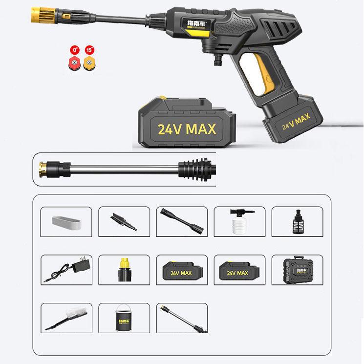 24V Guide Car Luxury High Pressure Water Gun Set Electric Garden Sprayer Car Washer with Two Batteries and Toolbox