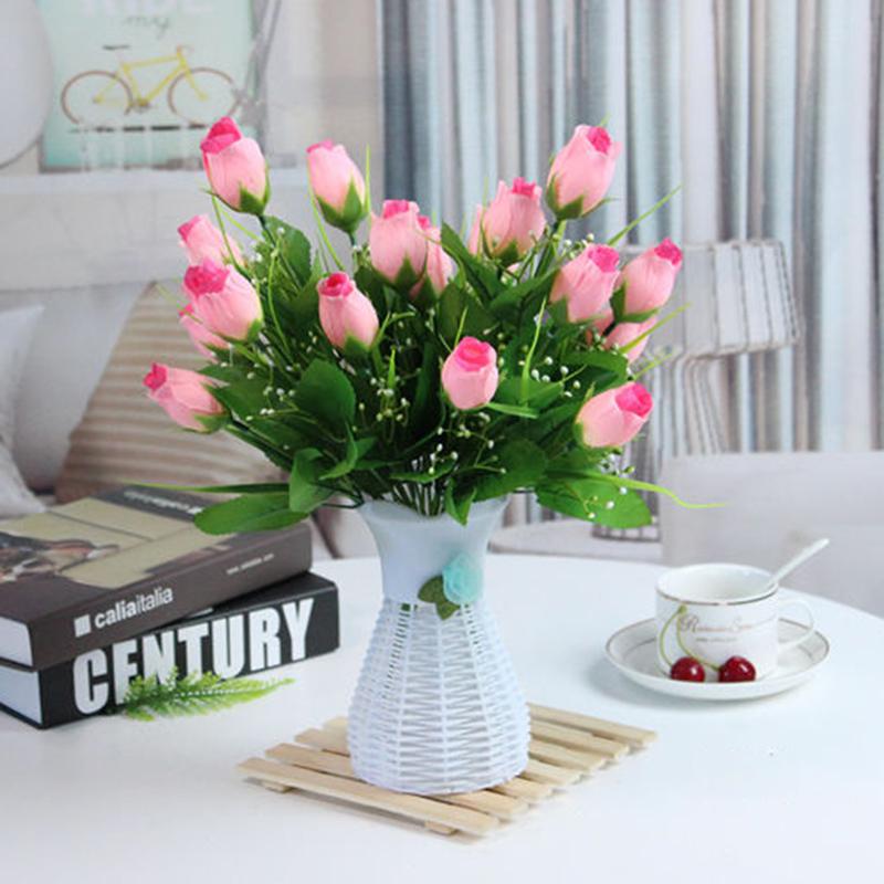 Single Fake Flower Simulation Bouquet Plastic Flower Rose Flower Small Bunch Fabric Decoration Flower Arrangement Flower Silk Flower