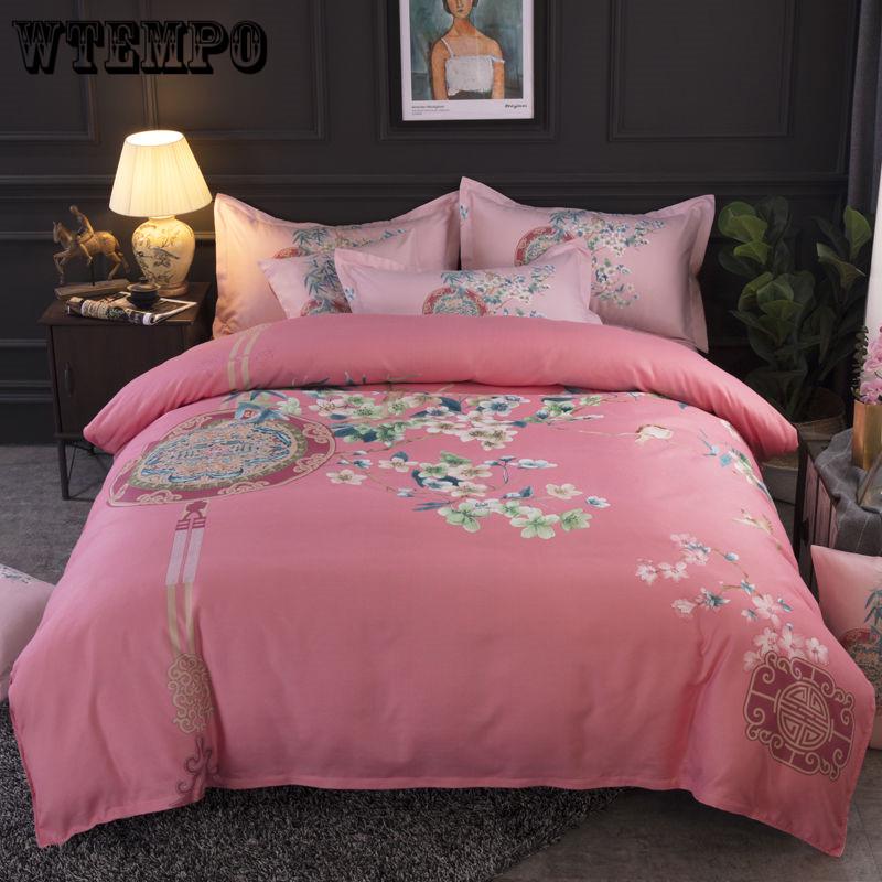 Home Textile Autumn Dark-color Flower Series Bed Linens 4pcs Bedding Sets Bed Set Duvet