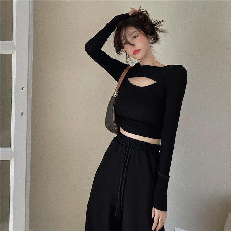 2PCS Ladies Pure Desire Suit Loose High Street Leisure Sports Two-piece Spring and Autumn Long Sleeve Sexy Loose Pants Suit