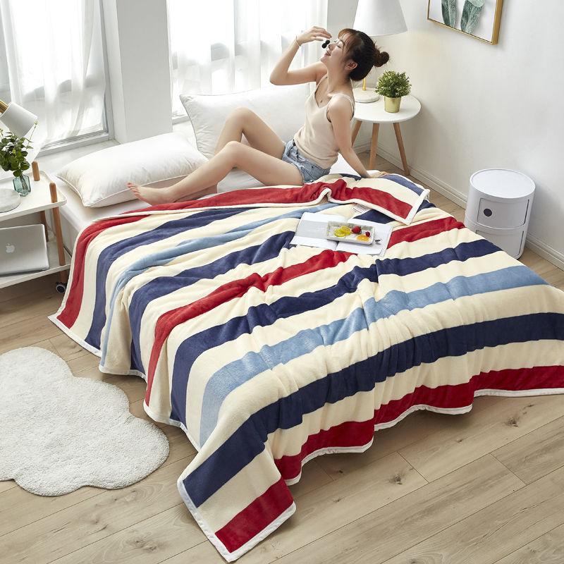 Thicken Plus Fleece Blanket In Winter To Keep Warm Blanket for Nap Small Quilt Cushion Bed Autumn and Winter Cover Quilt Office Leisure Cover Blanket