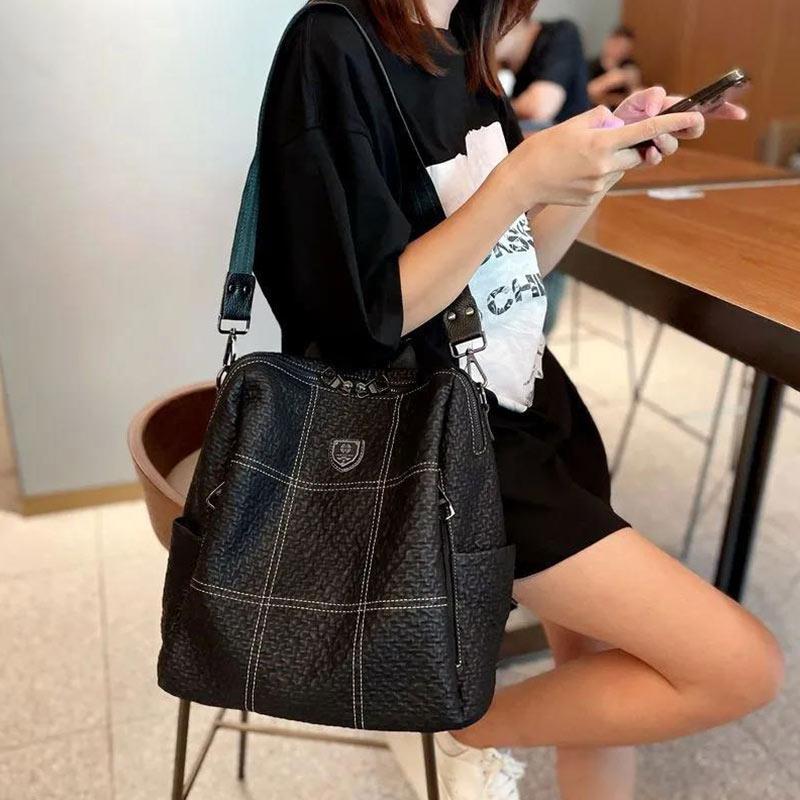 Leather Backpack Ladies Premium Western Style Backpack Soft Leather Large Capacity Travel School Bag