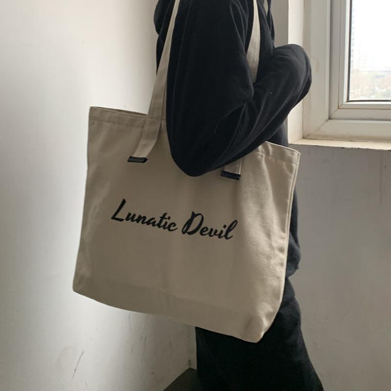 Women Canvas Bags Travel Casual Large Daily Shoulder Tote Shopper Handbag Simple Hobo Bags 1Pcs