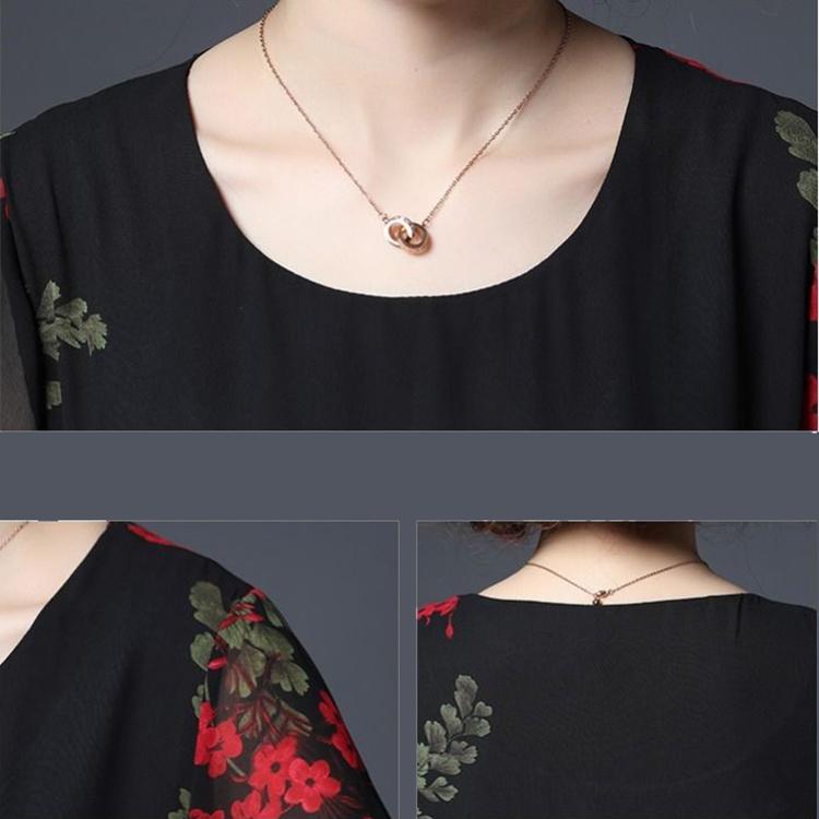 XL-XXXXXL Women's summer dress Chiffon Veil Short sleeve Round neck printing Daily wear