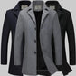 Men's Autumn and Winter Thick Woolen Coat Mid-length Slim Business Coat Winter Single-breasted Wool Trench Coat Solid Casual Suit Collar Warm Outfit