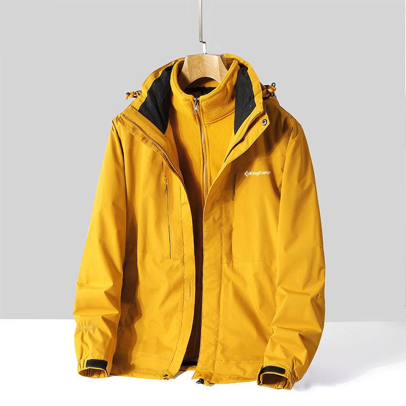 Jacket Men's Three-in-one Thickening Outdoor Sports Windbreaker Jacket Plus Velvet Waterproof Mountaineering Suit