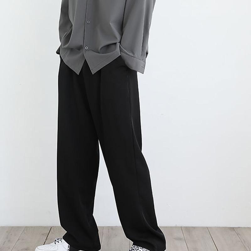Shirt Men's Handsome White and Black Trend Ice Silk Hong Kong Wind Drape Long-sleeved Jacket Loose Ice Silk Top Coat