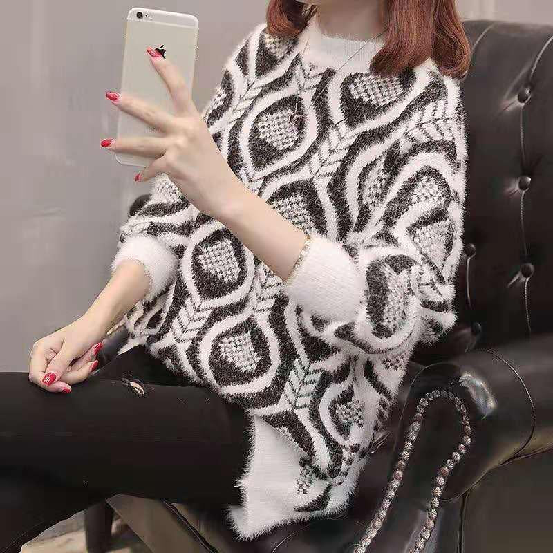 Pofulove  autumn round neck knitted bottoming shirt and women's topssweater women's loose spring