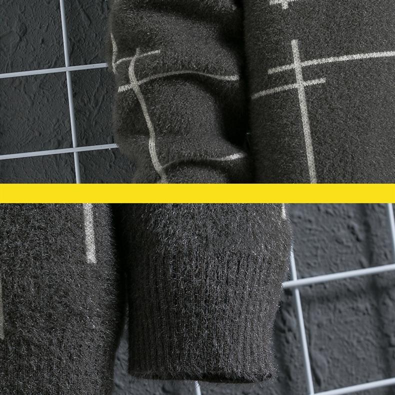 Warm Sweater Men Winter Knitted Pullover Casual Faux Mink Long Sleeve Thicken Harajuku Sweater