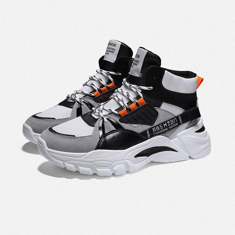 Spring Men's High-top Sports Shoes Men's All-match Height Increase Shoes Breathable Student Shoes Men