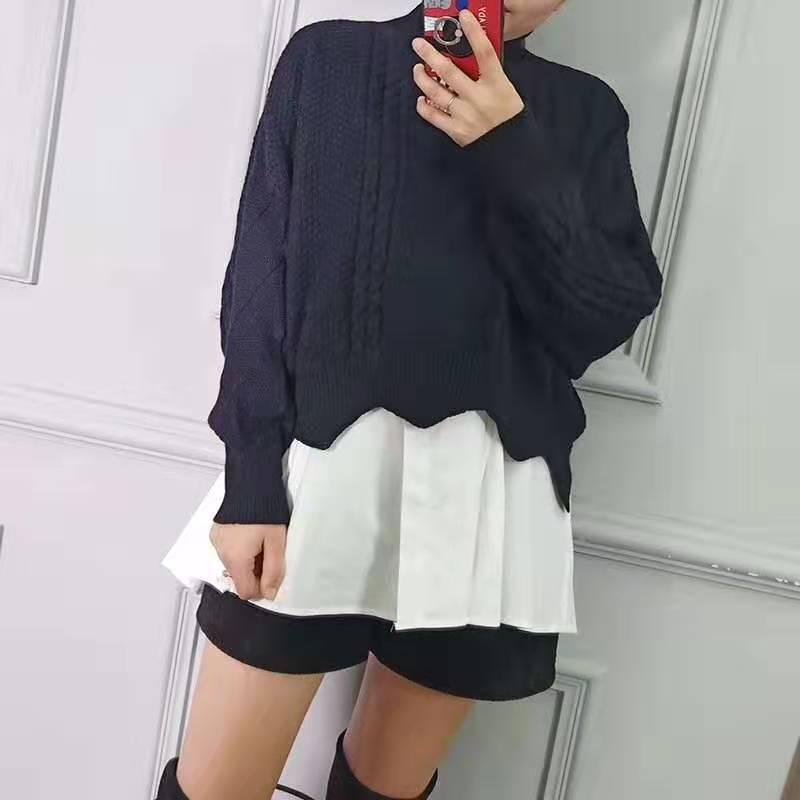Turtleneck Suit Twist Sweater + Sleeveless Ruffle Shirt Women Linen Two-piece Winter