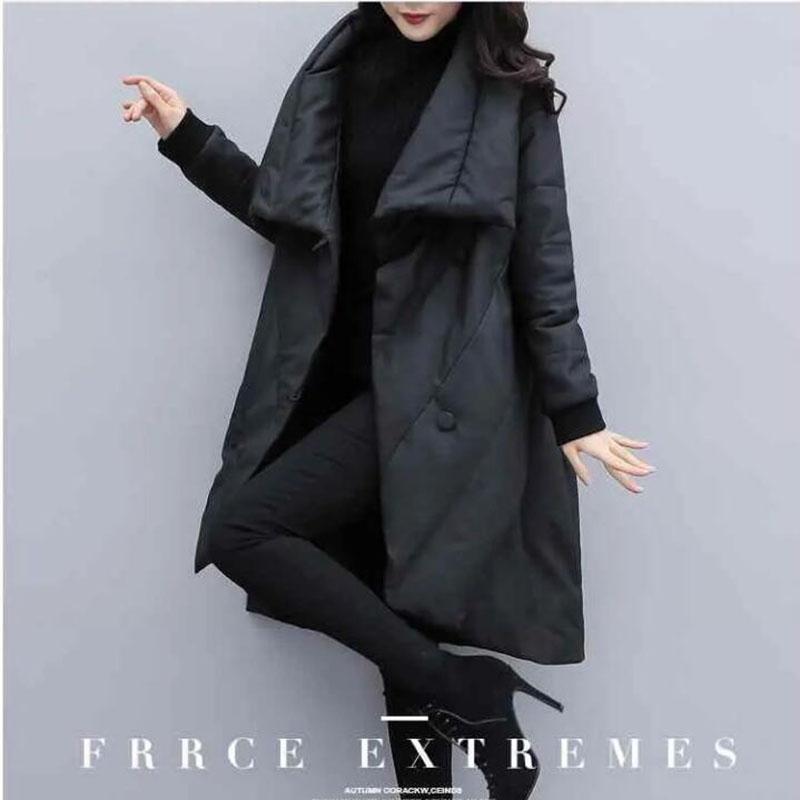 Women's Winter Parka Jacket Loose Plus Size Mid-length  Padded Jacket Women's Black Cloak Coat  Thick Parka Coat