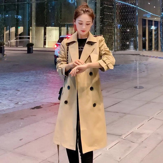 Windbreaker Women's Mid-length Spring Two-piece British Style High-end Atmospheric Loose Vest Coat