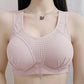 Spring and Summer Ice Silk Holes Hollow Breathable Comfortable Anti-glare No Steel Ring Gathered and Collected Female Underwear Bra