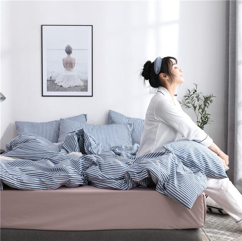 Comforter Bedding Sets Simple Boy Men Women for Striped Lattice Printing Duvet Cover