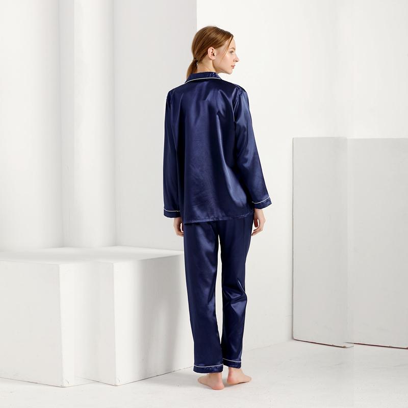 Women Silk Satin Pajamas Set Sleepwear Casual Simple Pajama Couple Pajamas Suit Female Sleep Two Piece Set Men Loungewear Plus Size Nightwear