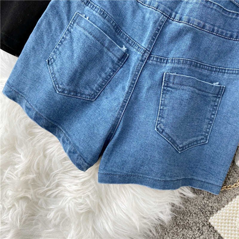 High Waist Denim Shorts Female Summer Retro Student Korean Version Was Thin and Wild Loose Wide-leg Shorts