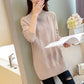 Pofulove Plus Size Sweater Plus Size Velvet Thick Bottom Sweater Women Mid-length Half-high Collar