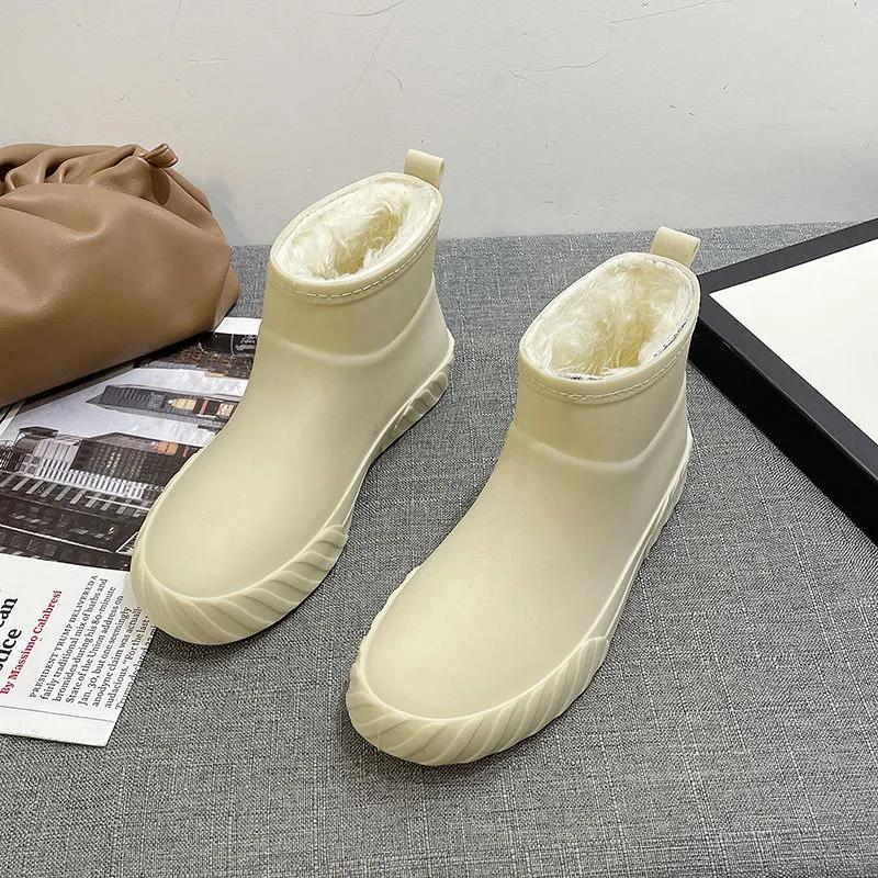 Winter Cold Proof Warm Rain Boots Ladies Water Shoes Cotton Thickened Outer Rain Boots Adult Non-slip Kitchen Work Shoes