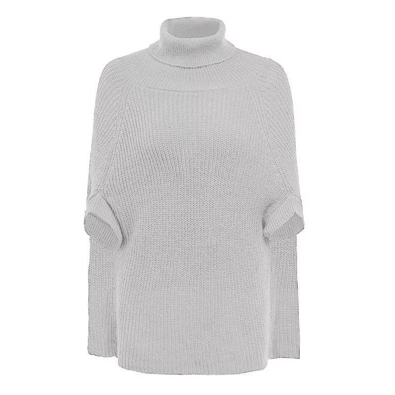 Sweater Women Turtleneck Cape-style Cloak Pullover Knitwear Korean Pure Color Loose Top Trendy Sweater Autumn and Winter Jumper