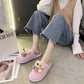 Girls Plush Slippers Cute Papillon Design Flat Shoes Home Leisure Warm Autumn and Winter