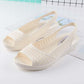 Women's Summer Hole Shoes Wedge Heel Casual Fish Mouth Sandals Soft Bottom Non-slip Beach White Nurse Shoes