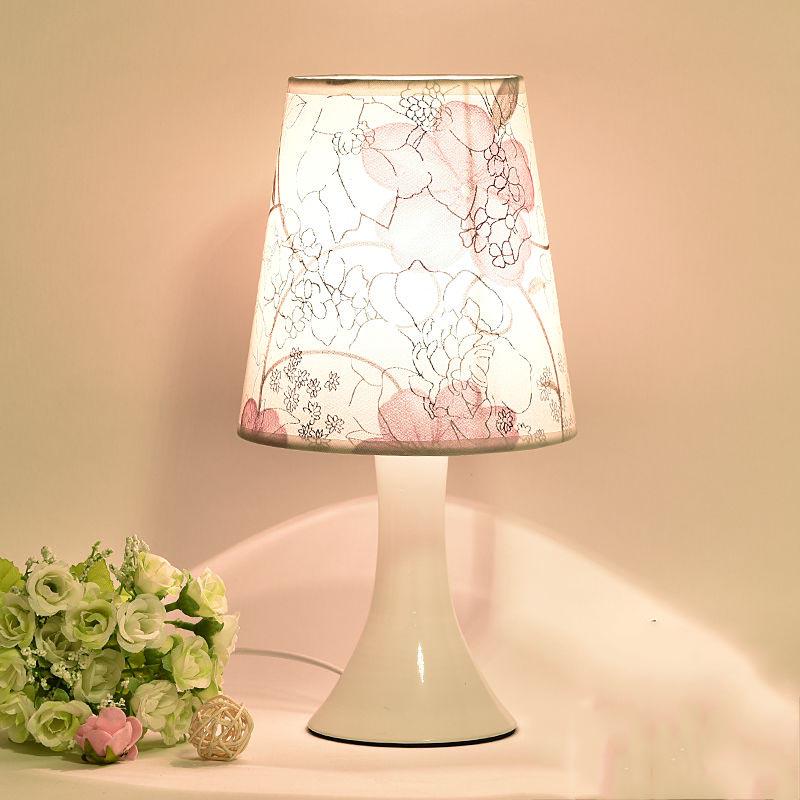 E27 LED Table Lamps for Bedroom Fabric Bedside Lamp Table Lanterns Girl Home Decoration