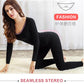 Women's Thermal Underwear Women's Suit Thickening and Velvet Skinny Body Bottoming In Winter with A Big Low Round Neck
