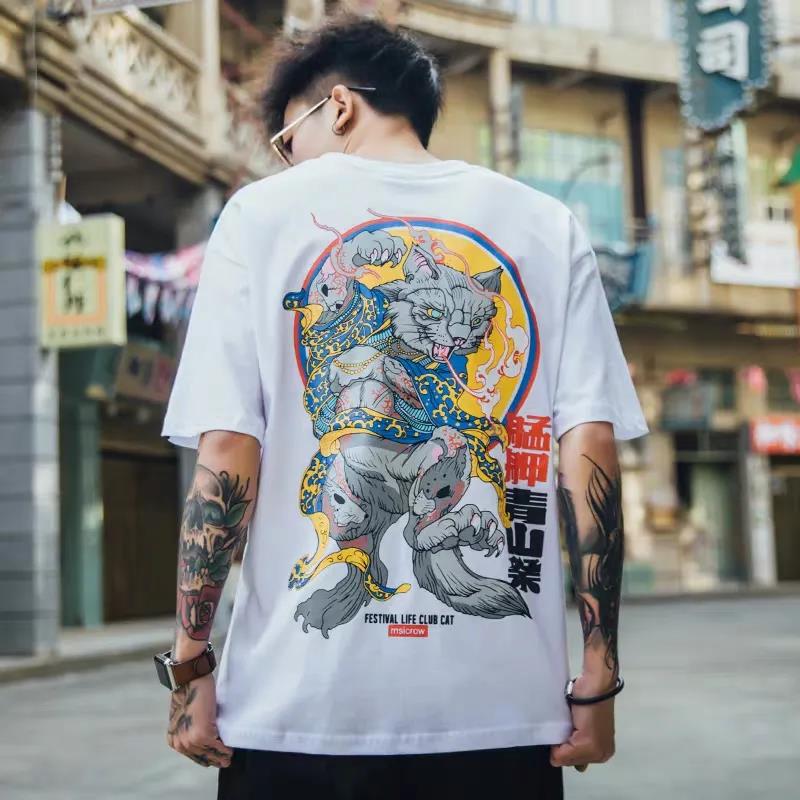 Hip Hop T-shirts Men Summer O-neck Short Sleeves Casual Shirts Harajuku Trendy Personality Tees Oversized Soft Loose Tops