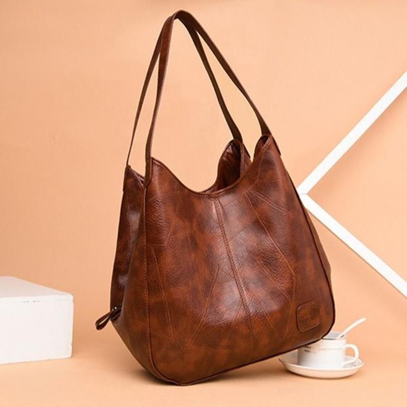 PU Dumplings Solid Color Lady Women Bag Retro Shoulder Bag Large Capacity Handbag