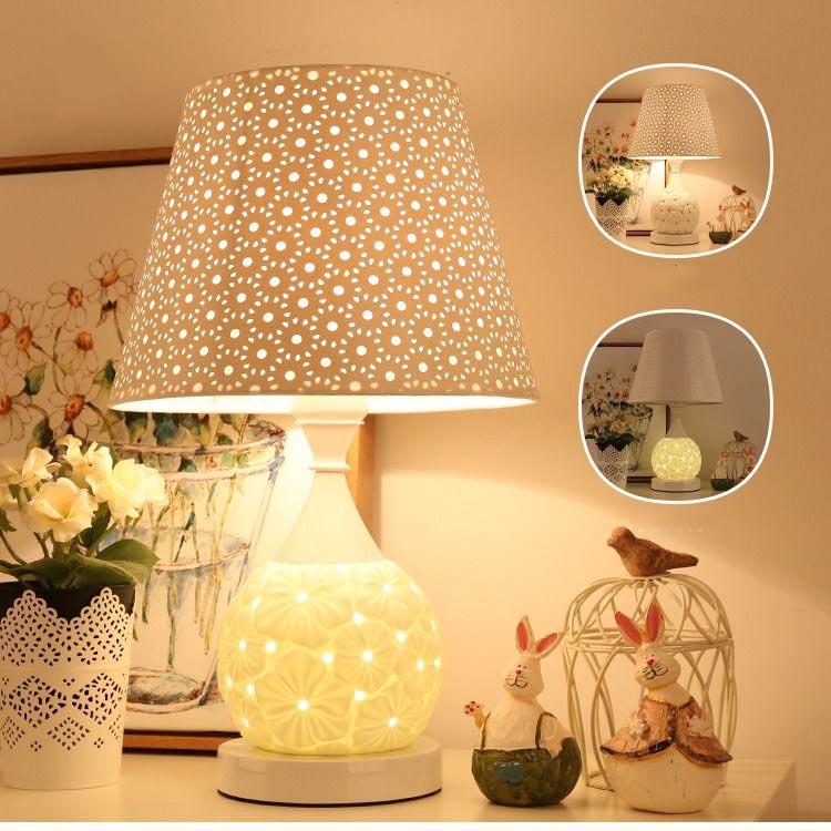 European Adjustable Light Bedroom LED Table Lamp Fabric Decoration Bedside Lamp with Power Cord