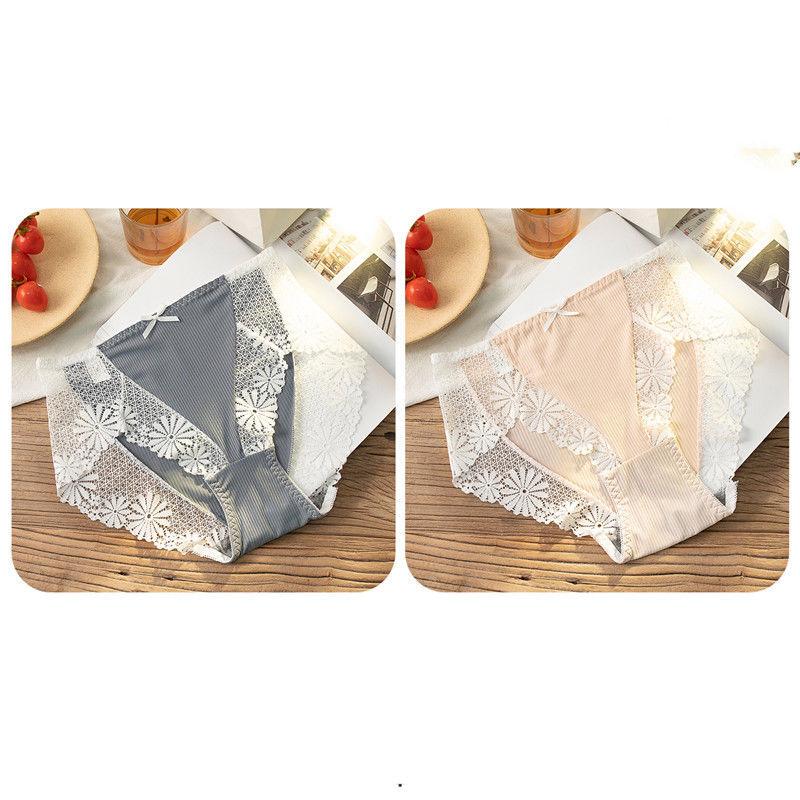 100kg Fat Mm High Waist Sexy Lace Underwear 2-piece Large Size Ice Silk Lingerie Thin Antibacterial Graphene Crotch Underwear