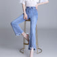 Nine Points Denim Short Pants Women Summer High Waist Loose Pants Trendy Straight Leg Pants Flared Pants